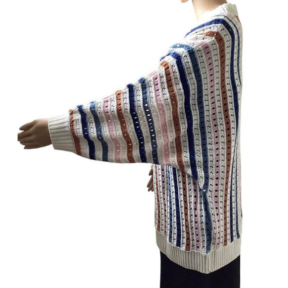 BloomChic vertical striped cardigan button-down front ribbed cuffs and hem sz 14 - Picture 3 of 6